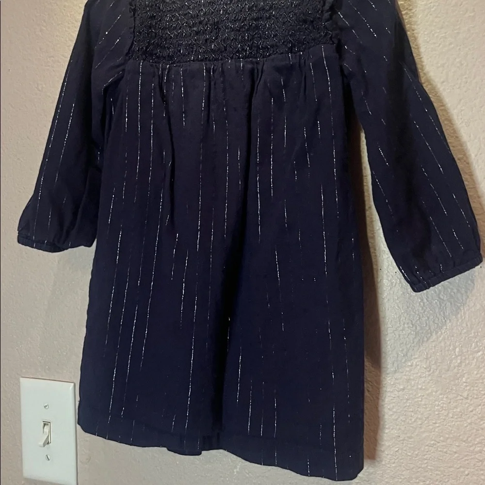 Baby GAP Girl’s Blue Silver Dress Smocked Front Detail Size 3T